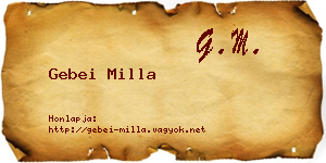 Gebei Milla névjegykártya